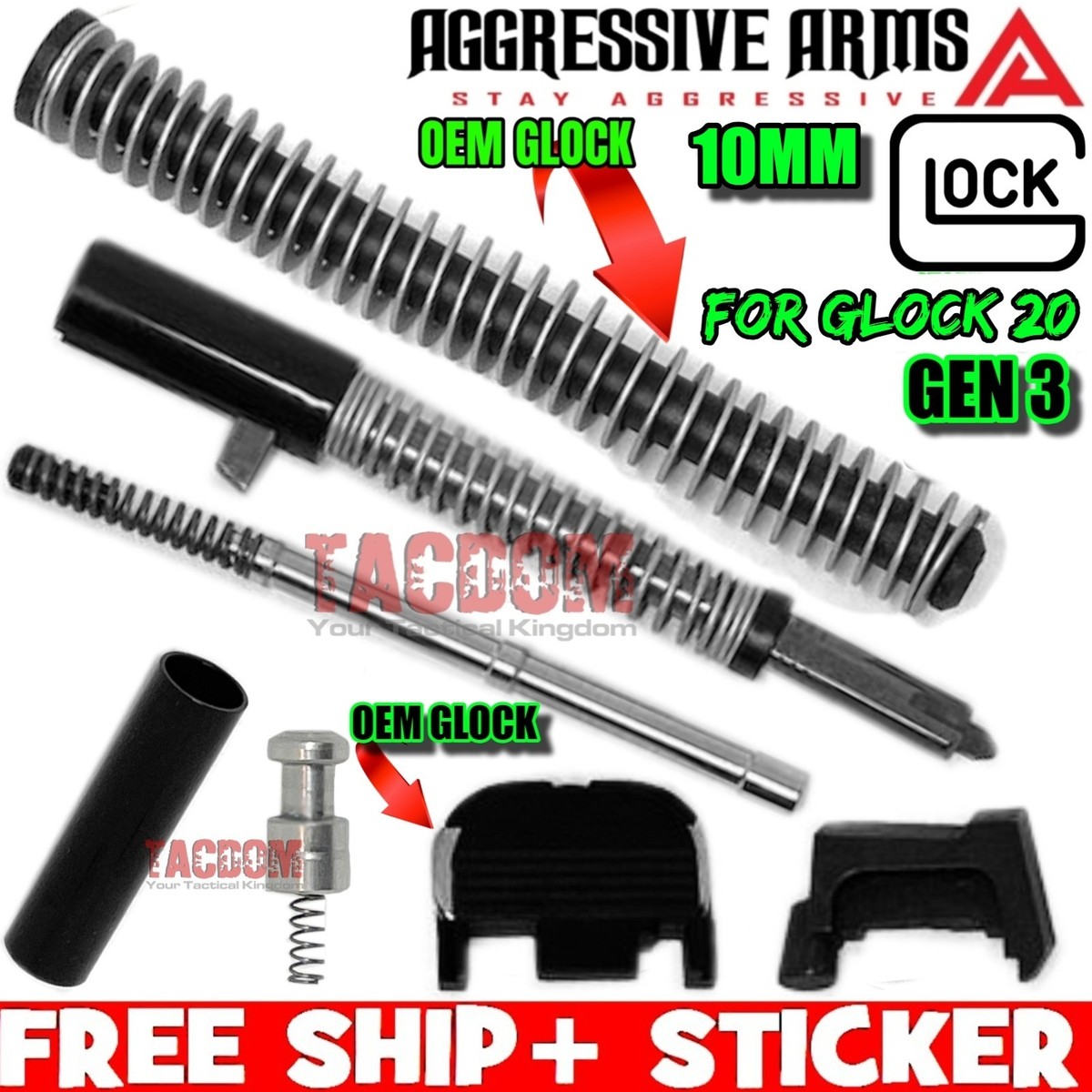 AGGRESSIVE ARMS GLOCK OEM G20 Slide Parts Kit 10mm 20 GEN 3 Upper