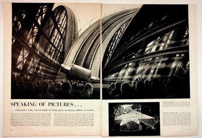 Cinerama 1952 Vintage Magazine Ad Full Spread B&W Film Cinema Technology