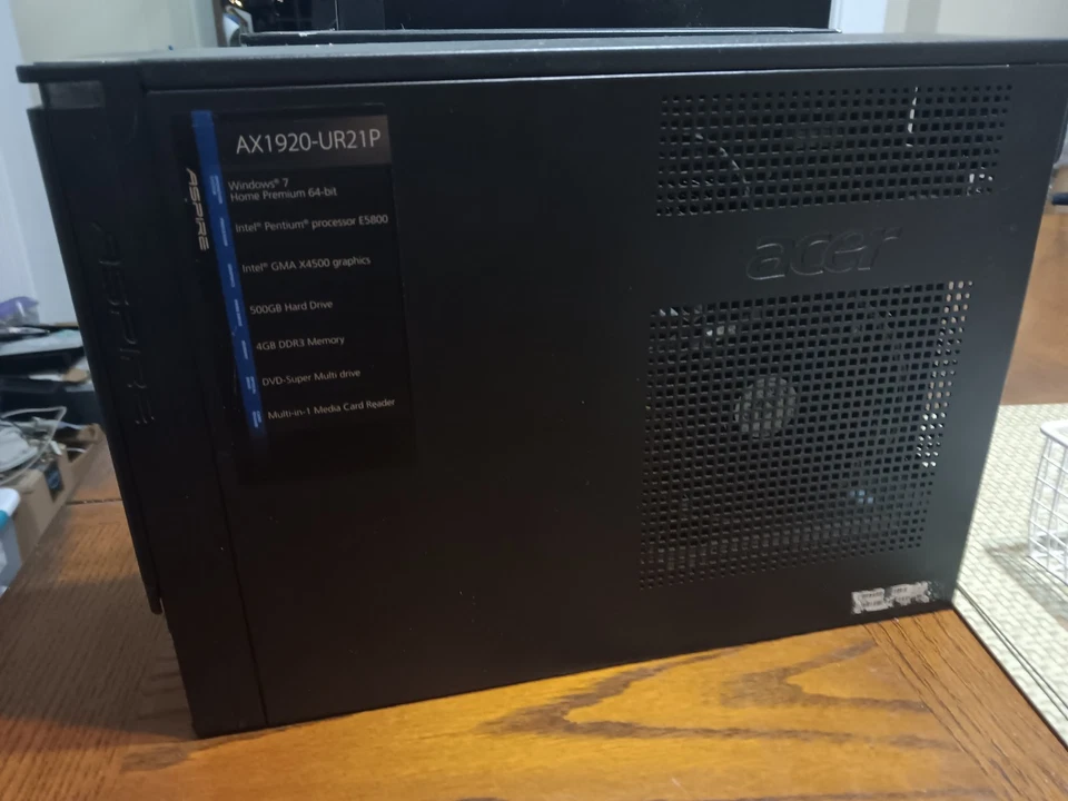 Acer Aspire AX1920-UR21P Desktop OLD GAMING  Pentium E5800 GMAX4500 Graph  - Image 2 of 4