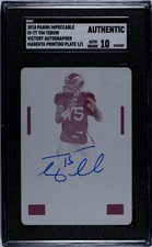 2018 Panini Impeccable Tim Tebow #IV-TT Victory Magenta Plate SGC A Auto 10