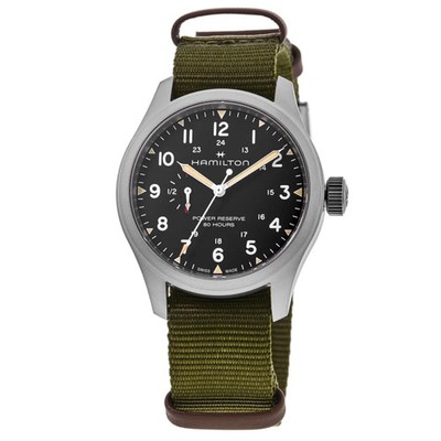 New Hamilton Khaki Field Mechanical Power Reserve Black Men's Watch H69509930