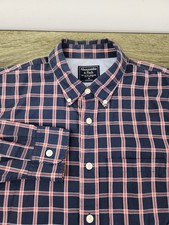 Abercrombie Fitch Button-Down Shirt Men's Medium Blue Plaid Long Sleeve Preppy