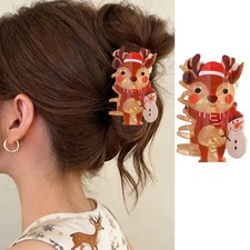 Christmas Hair Claw Clips Cute Reindeer 1 Count Pack of 1 ,