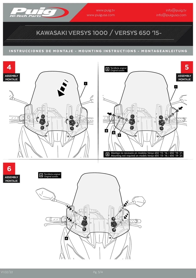 Parabrisas Touring Transparente Puig 9421W Para Kawasaki Versys 650/1000 Foto 4 de 4