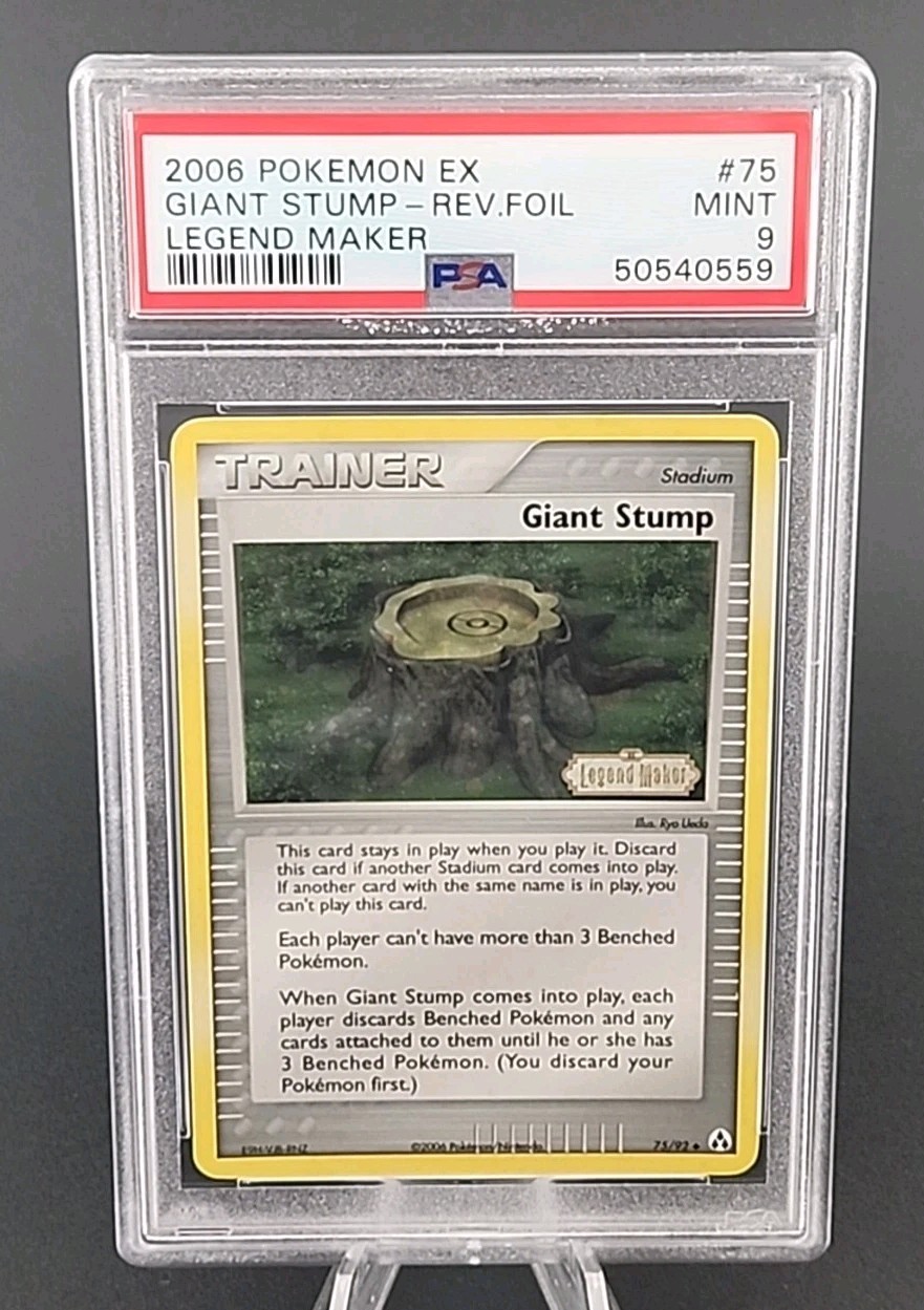 PSA 9 Mint 2006 Pokemon Giant Stump EX Legend Maker Reverse Holo Foil #75