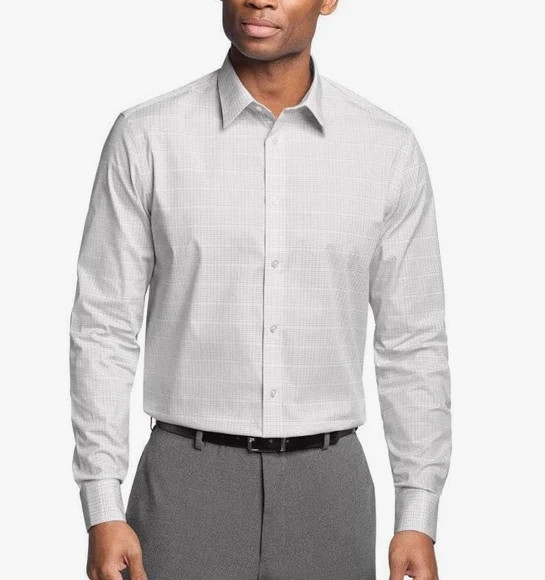 Calvin Klein Men's Dress Shirt Regular Fit Non Iron Stretch Check  16 34/35 L