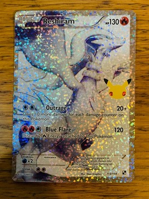 NM! Reshiram (113/114) Celebrations 25th Anniversary Holo Pokemon Karte!