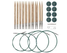 Knit Picks Sunstruck Interchangeable Needle Set – 9 Pairs, Green Cables, Case
