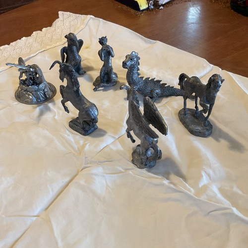 Handcrafted Pewter Fantasy Dragon Figurines Lot of 7 
