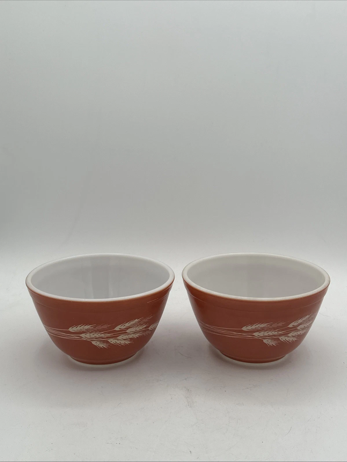 Lot 2 Vintage Pyrex 401 Autumn Harvest Wheat Oven Baking Mixing Bowls