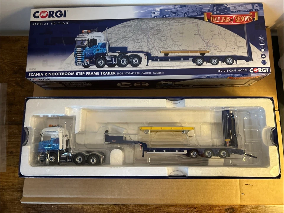 Corgi CC13745 Scania R Noteboom Step Frame Trailer STOBART RAIL See Description - Image 2 of 4