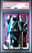2023 Topps Chrome Formula 1 Sebastian Vettel #184 Fuchsia Lava 009/250 PSA 9