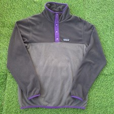 Patagonia Micro D Snap-T Pullover Fleece Sweater Women  s Small Gray  Purple
