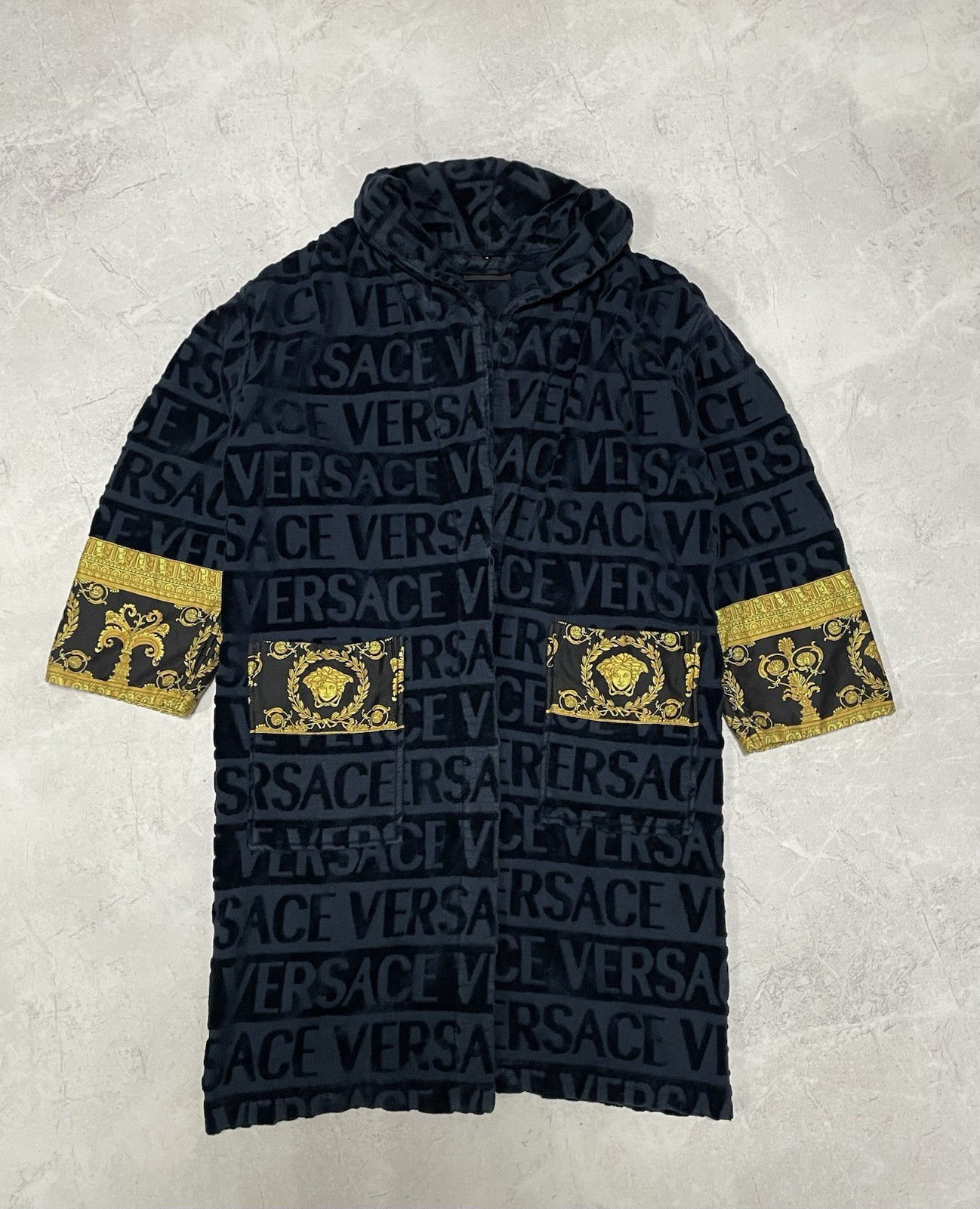 Versace Monogram Patterns Bathrobe Gold Coat Ital… - image 1