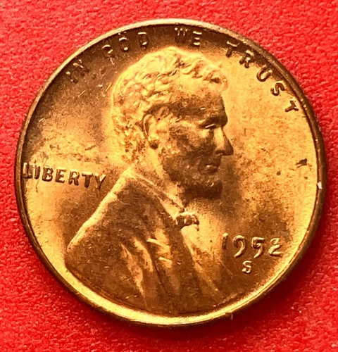 1952-S Lincoln Wheat Cent Penny GEM RED BU From an Original Bank Roll