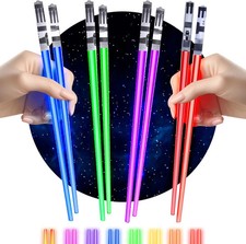 LED Lightsaber Chopsticks Set Light Up Sushi Chop Sticks Gift for Star Fans 2 Pk