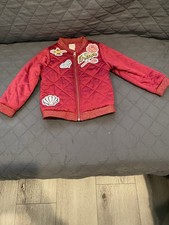 Disney Bomber Jacket Girls 4T Maroon Tutu Couture Puffer Quilted Princess