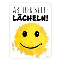 Grinsendes Emoticon Ab Hier Bitte LäCheln Metallschild In 15X20 Cm