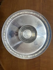 Vtg TOWLE SILVERSMITHS Lg Platter + Bowl Chips & Dip Set MOTHER OF PEARL Inlays!