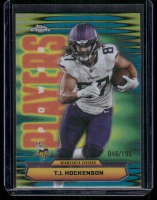 2025 Topps Chrome T.J. Hockenson #PP-36 - Power Players - Teal Refractor 46/199