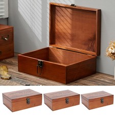 Vintage Wooden Storage Box Memory Keepsake Chest Organizer Gift Box Lockable Key