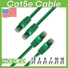 2 PACK Cat5e Cable Green Cat 5 Patch Cord Eth...