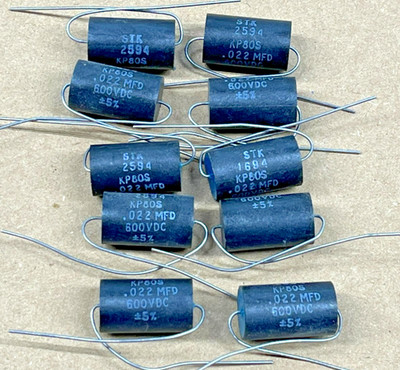 STK Axial Polypropylene Capacitor KP80S  .022uF 600V   5% QTY 10 for Tube radio