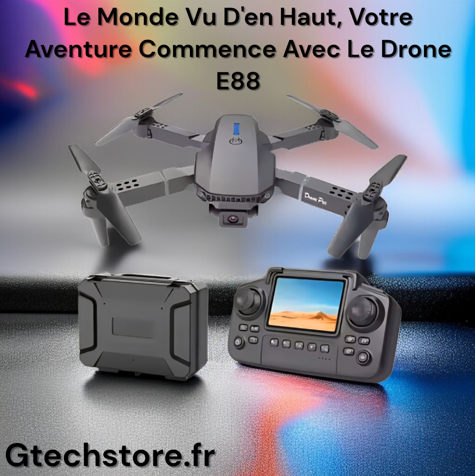Drone pliable E88 avec caméra Full HD pour prises de vue aériennes en haute définition