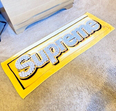 Supreme Box Logo NYC SS 2014 Yellow Camo Bling Beach Towel MINT