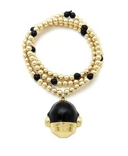 Hip Hop Daft Punk Helmet Pendant 6mm 26" CCB Bead Fashion Bling Necklace