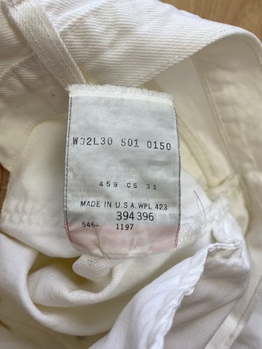Vintage Levi's 501 Made in USA Herren Weiß gerades BeinJeans W32 L30 #BB - Bild 5 von 6