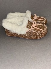 J Crew Crewcuts lodge Slippers in rose gold glitter girls Size 2 Moccasins