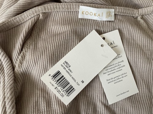 KOOKAI SIZE10 SILVER GREY ASTER MERINO WOOL TOP Long Sleeve New With Tag - Picture 8 of 9
