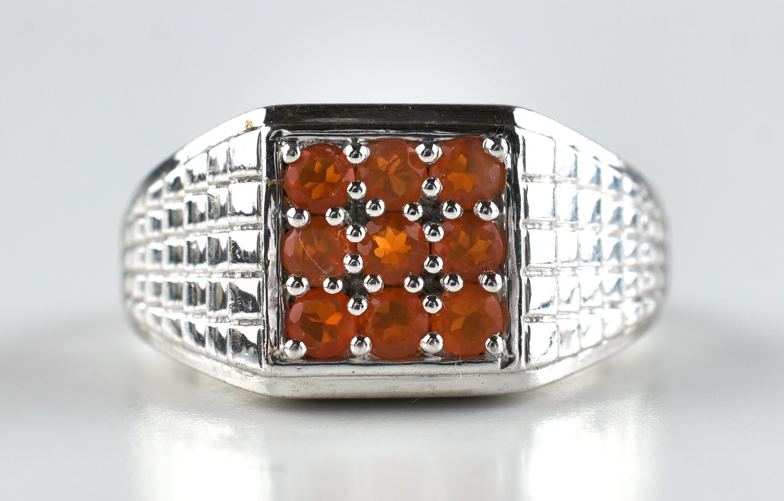 Sterling Silver Trillion Cut Lab Ruby Red Stone R… - image 1