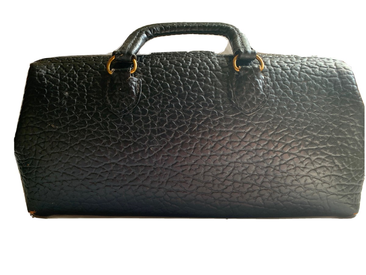 Vintage Lilly Black Pebbled Leather MD Doctor Medical Travel Bag
