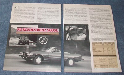 1986 Mercedes-Benz 560SL Vintage Road Test Info Article ''There's No Substitute..