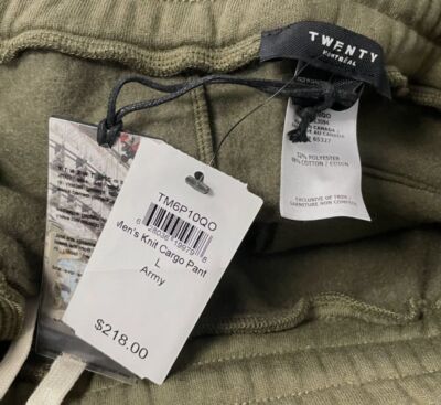 $219 Twenty Montreal Men's Green Sunnyside Brushed Terry Pants