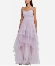 NEW 589 bcbg maxazria dress gown maxi long Corset Ruffle 4 6 pale purple pink