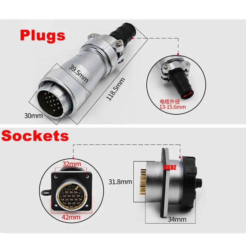 Waterproof Connector 4 6 8 10~19 Pins AdaptersWF32 Aviation Plugs Sockets IP65 - Image 3 of 4