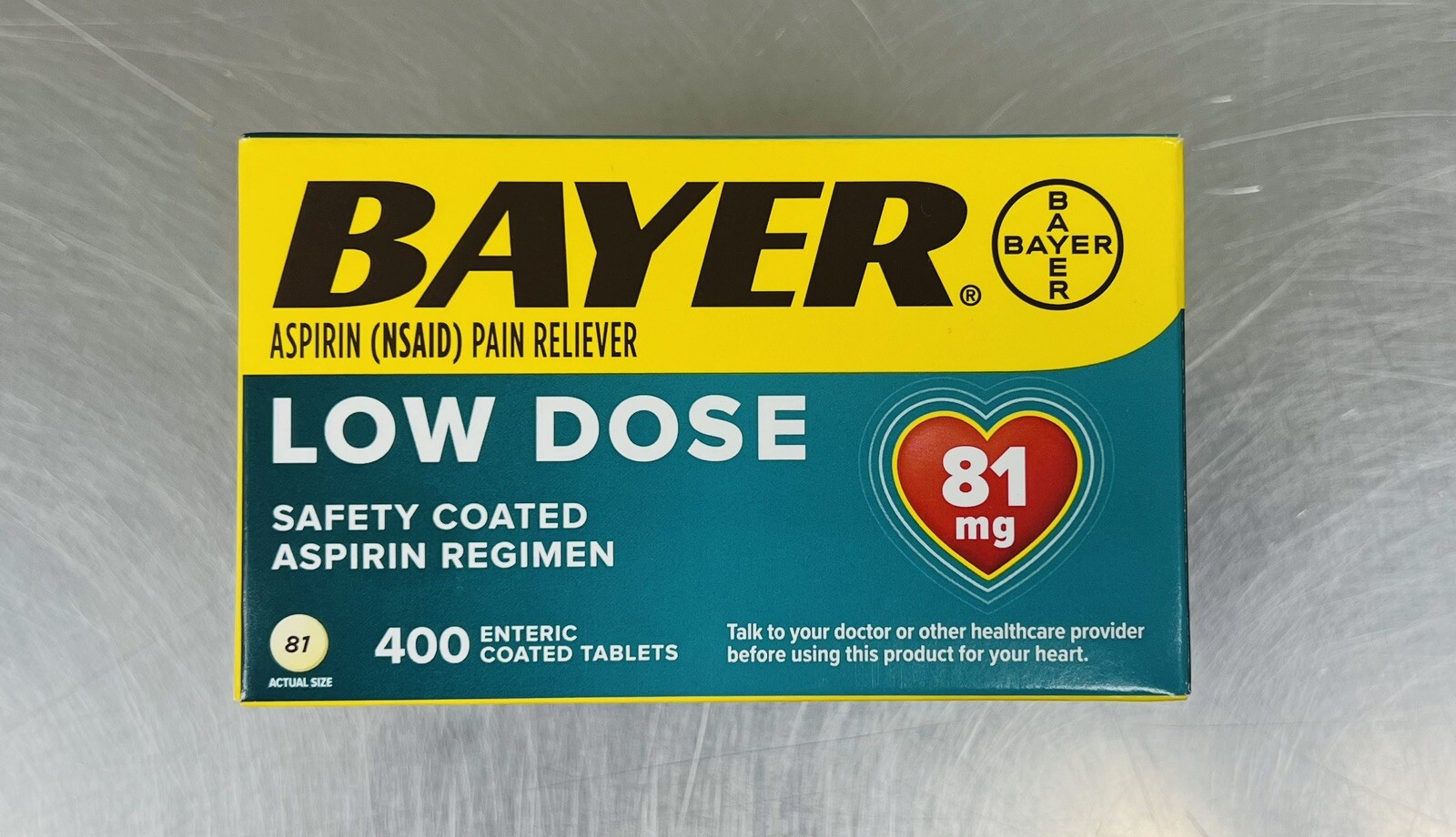 NEW Bayer Low Dose Aspirin 81mg Enteric Coated Tablets 400 Count (exp