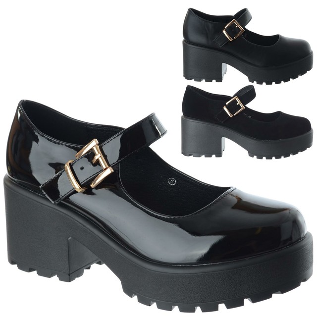 chunky mary jane platform shoes
