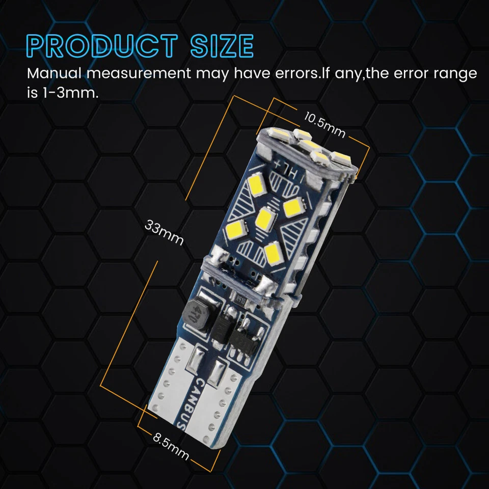 20X T10 W5W Error Free 921 194 168 2016 15SMD Canbus LED Light Bulbs 12V - Image 4 of 4