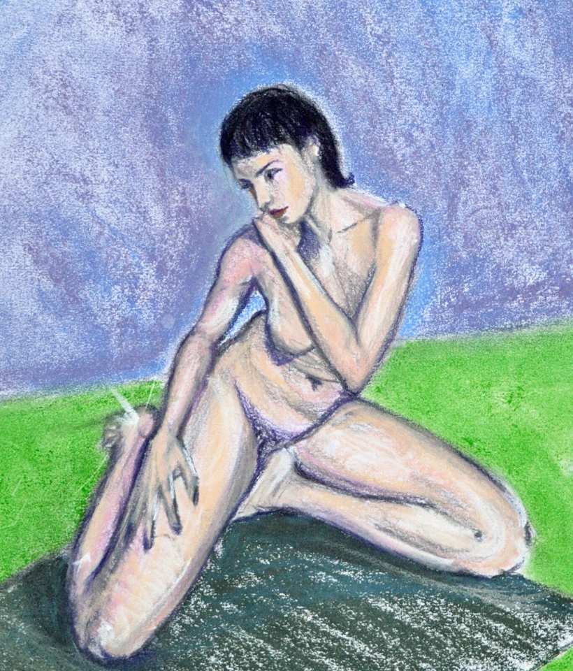 Beautiful Expressive, Nude Art, drawing in pastel ORIGINAL ART, 30x38cm Signed - Image 3 of 3