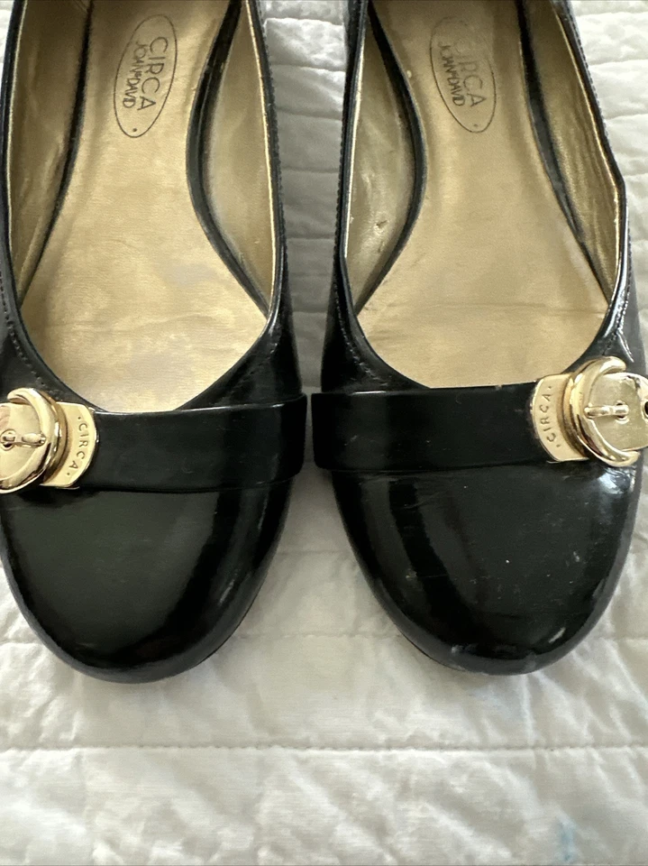 CIRCA JOAN AND David 芭蕾平底鞋,尺寸 7M 黑色,漆皮,皮革鞋底 — 第 3/4 张图片