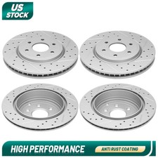 Front +Rear Drilled Slotted Disc Brake Rotors for Nissan Pathfinder 2005-2012