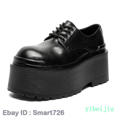 Men's High Platform Heel Derby Shoes Leather Creepers Thick Sole Creepers Stage