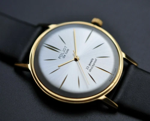 NOS! Poljot De LUXE Ultra SLIM Watch Men's Vintage Case Stainless Steel