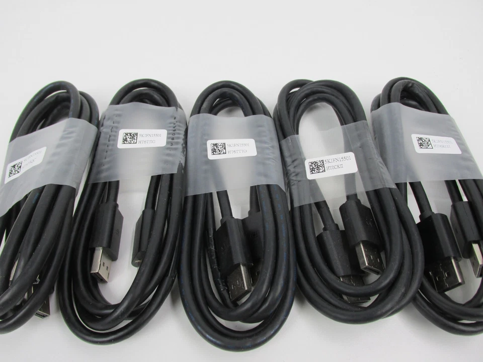 Lot (5) New DisplayPort to DisplayPort Cable Male 6ft (1.80m) – Dell 5K1FN15501 - Image 4 of 4