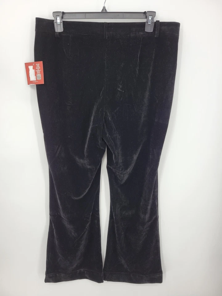 Pantalones Reba para mujer 14 negros terciopelo estrás ribete pierna recta cinco bolsillos artísticos Foto 3 de 4