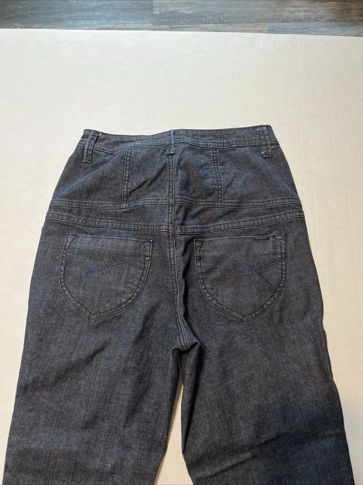 Pantalones de mezclilla Zana Di Vintage Y2K lavado oscuro botón cremallera pierna recta para mujer talla 9 Foto 3 de 4